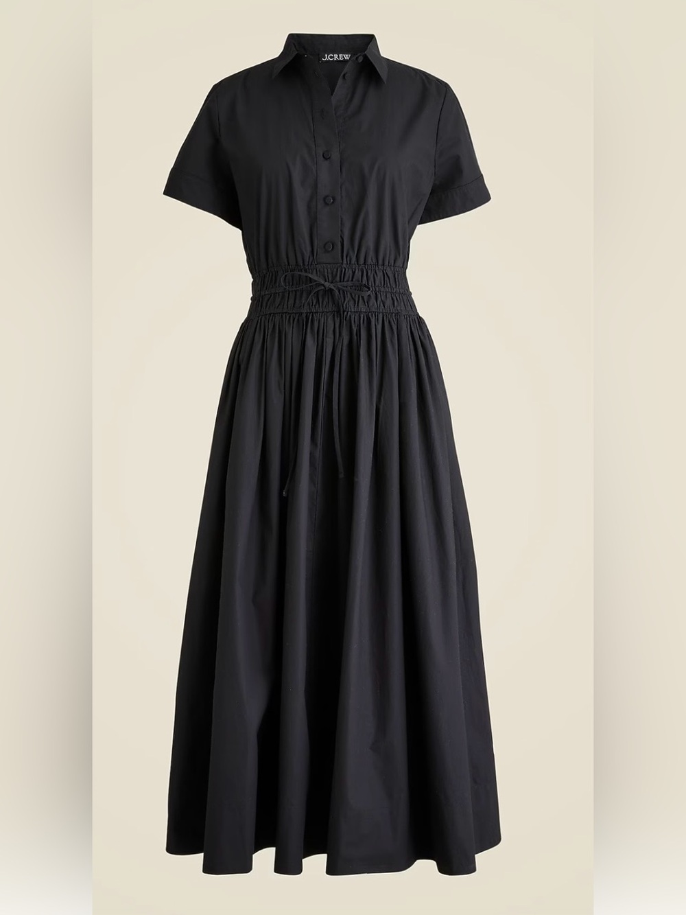 J. Crew black Elena shirtdress in cotton poplin